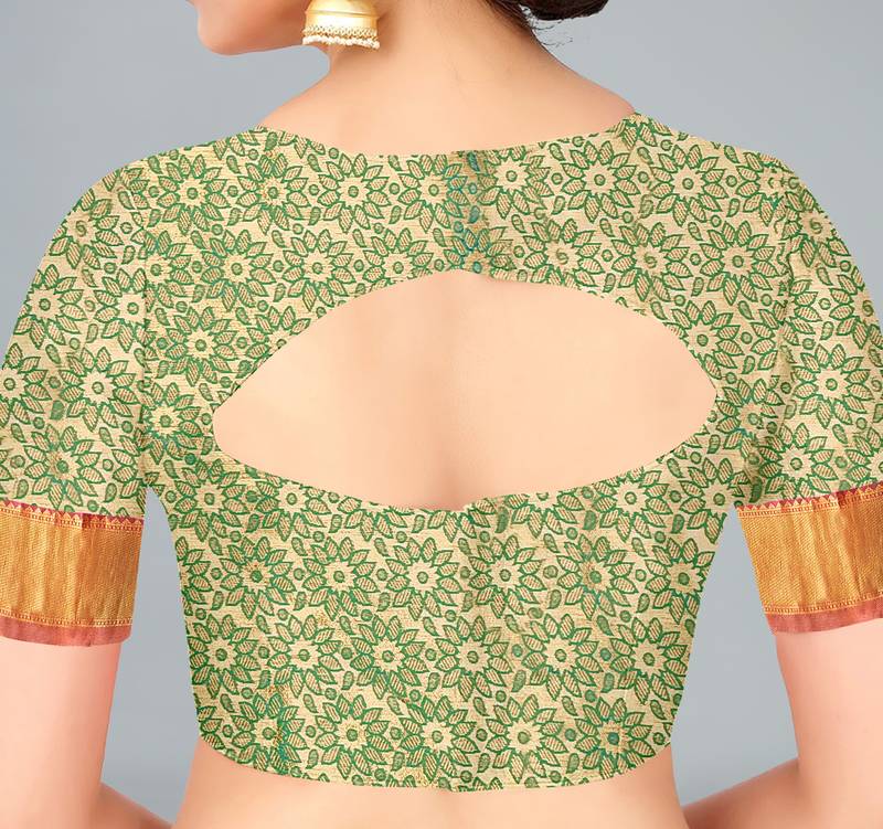 Pink woven banarasi silk saree with blouse