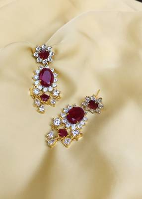 Maroon diamond earrings 1