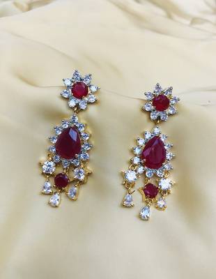 Maroon diamond earrings 1