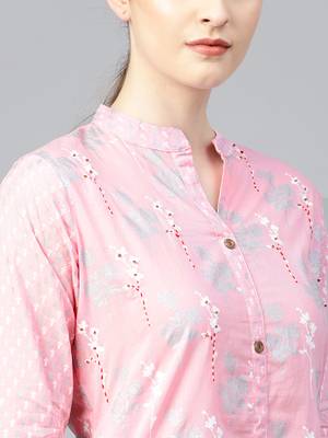 Pink woven cotton kurta-sets 5