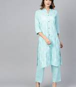 Blue woven cotton kurta-sets