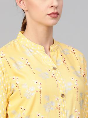 Yellow woven cotton kurta-sets 5