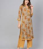 Mustard woven rayon kurta-sets