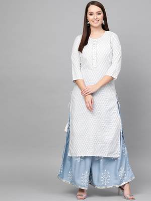 White woven rayon kurta-sets 1