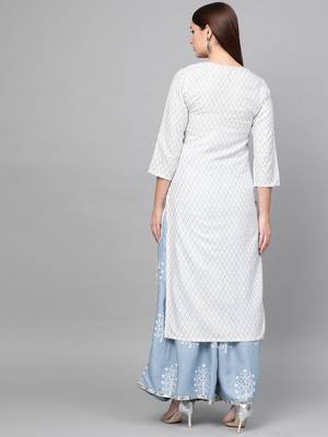 White woven rayon kurta-sets 2