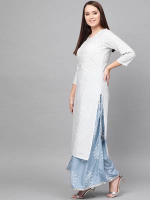 White woven rayon kurta-sets 3