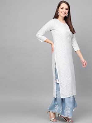 White woven rayon kurta-sets 4