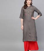 Grey woven rayon kurta-sets
