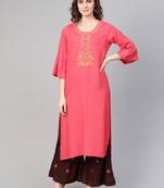 pink woven rayon kurta-sets