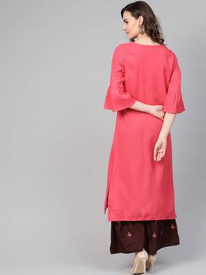 pink woven rayon kurta-sets 2