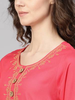 pink woven rayon kurta-sets 5