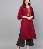 red woven rayon kurta-sets