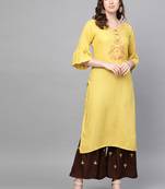 Yellow woven rayon kurta-sets