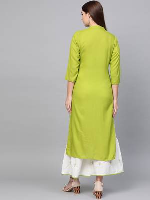 Yellow woven rayon kurta-sets 2