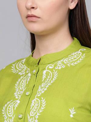 Yellow woven rayon kurta-sets 5