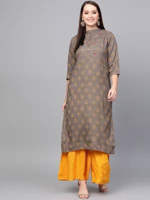 Grey woven rayon kurta-sets 1