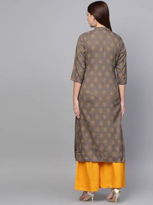 Grey woven rayon kurta-sets 2