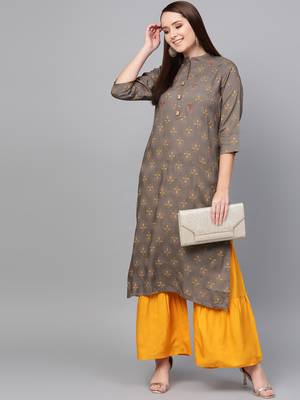 Grey woven rayon kurta-sets 4