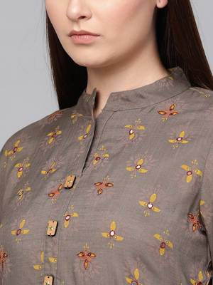 Grey woven rayon kurta-sets 5