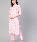 Pink woven rayon kurta-sets