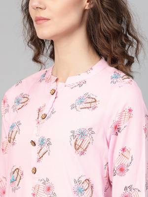 Pink woven rayon kurta-sets 5