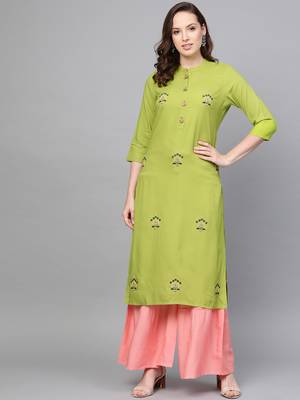 Yellow woven rayon kurta-sets 1