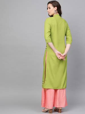 Yellow woven rayon kurta-sets 2