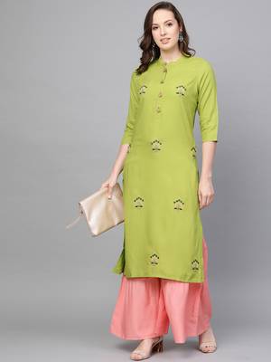 Yellow woven rayon kurta-sets 4