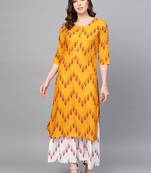Mustard woven rayon kurta-sets