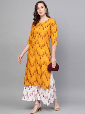 Mustard woven rayon kurta-sets 4