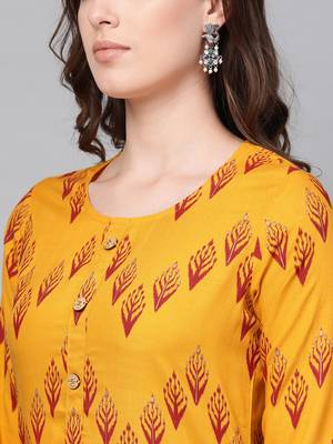 Mustard woven rayon kurta-sets 5
