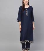 Blue woven rayon kurta-sets