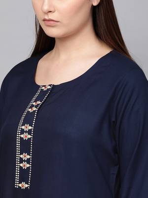 Blue woven rayon kurta-sets 5