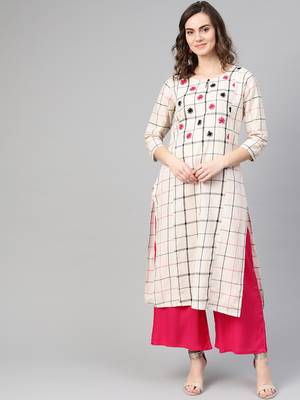White woven rayon kurta-sets 1