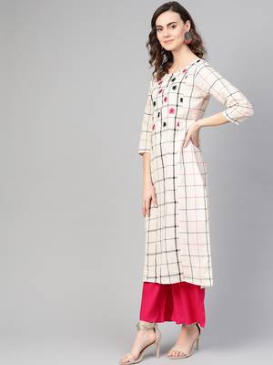 White woven rayon kurta-sets 3