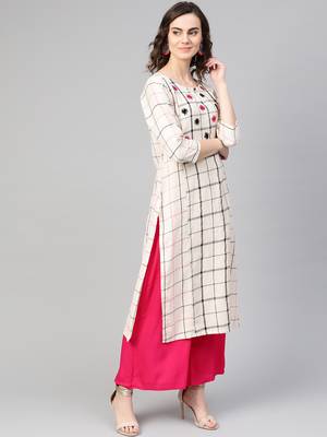 White woven rayon kurta-sets 4