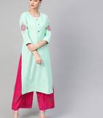 sky blue woven rayon kurta-sets