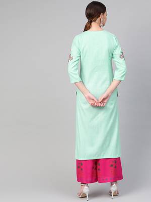 sky blue woven rayon kurta-sets 2