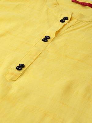 Yellow woven cotton kurta-sets 5