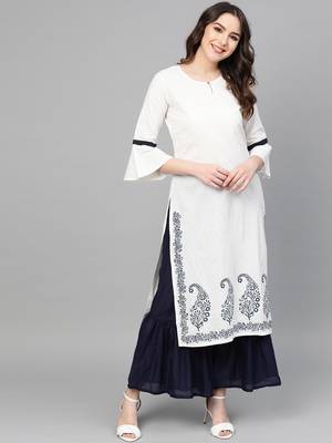 White woven rayon kurta-sets 1