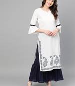 White woven rayon kurta-sets