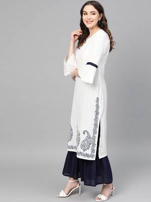White woven rayon kurta-sets 3