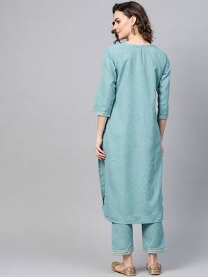 Blue woven rayon kurta-sets 2
