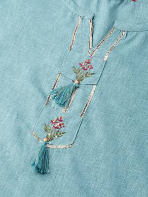 Blue woven rayon kurta-sets 5