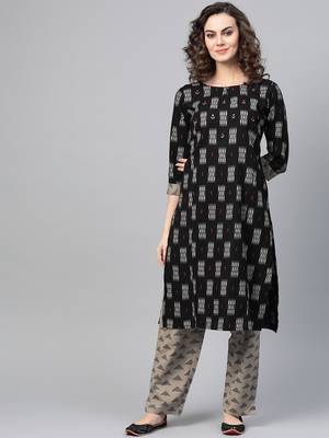 Black woven rayon kurta-sets 1