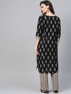 Black woven rayon kurta-sets 2