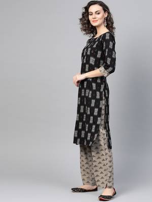 Black woven rayon kurta-sets 3