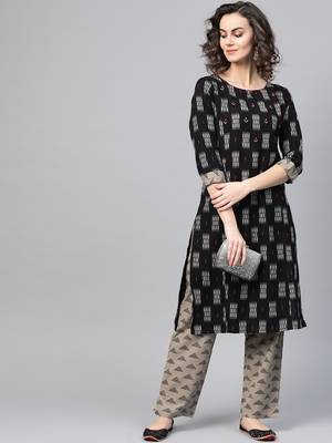 Black woven rayon kurta-sets 4