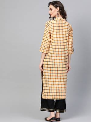 Yellow woven rayon kurta-sets 2