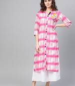 Pink woven rayon kurta-sets